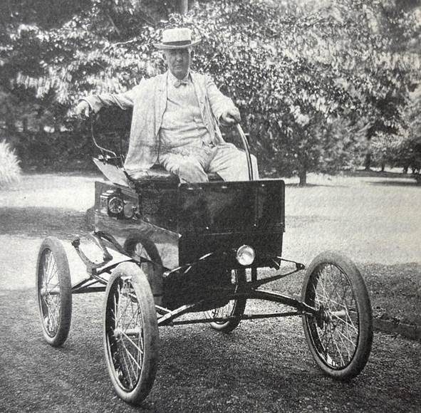 Edison in his Baker Electric.